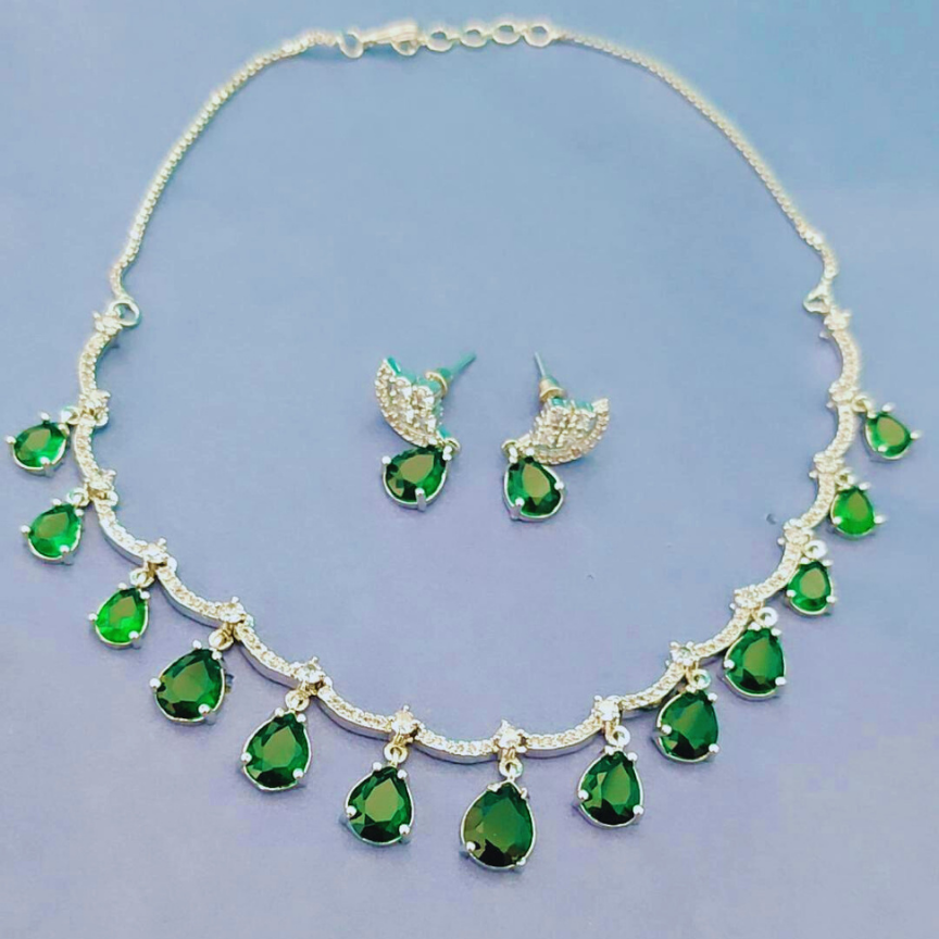 EMERALD AYLA AMERICAN DIAMOND JEWELLERY SET