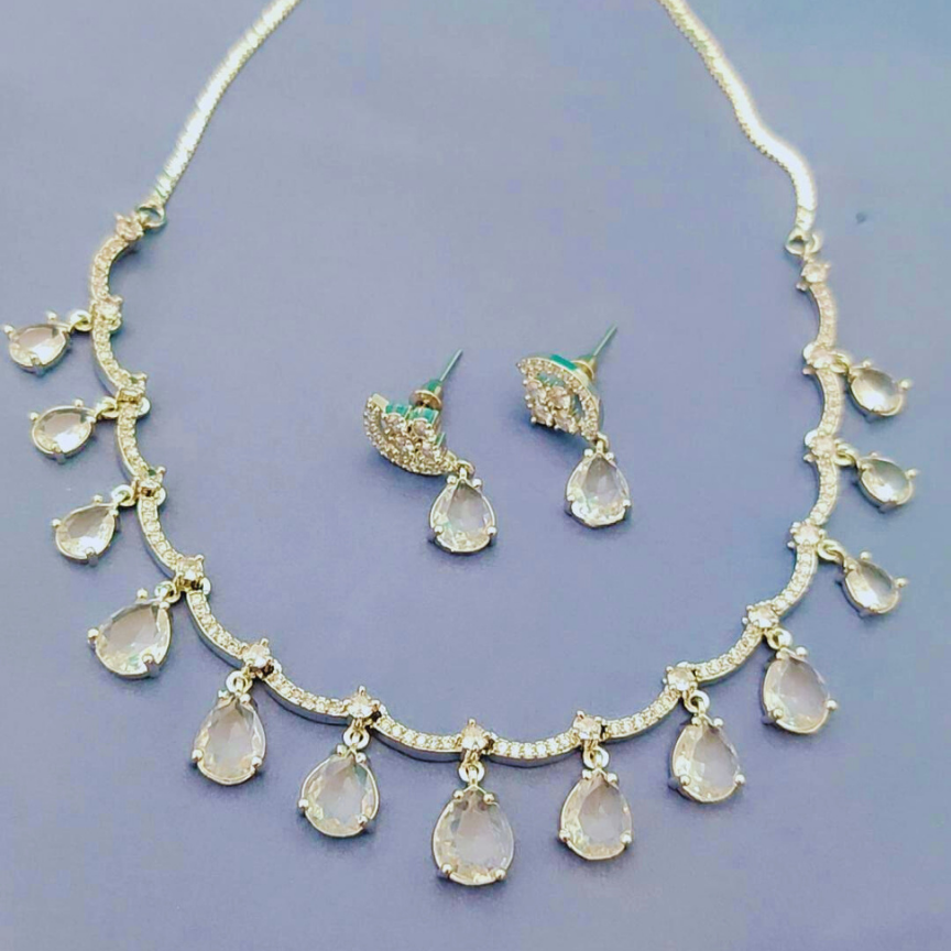 WHITE AYLA AMERICAN DIAMOND JEWELLERY SET