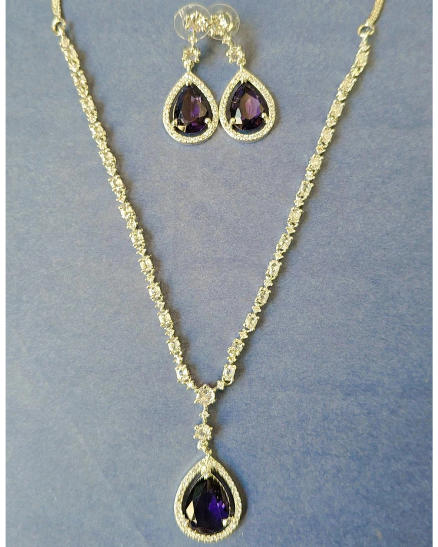 PURPLE AMUKRA AMERICAN DIAMOND JEWELLERY SET