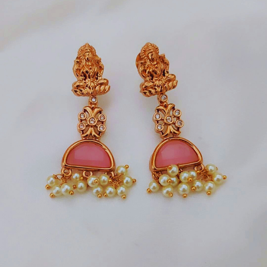 PINK PARUSHI TEMPLE JEWELLERY SET