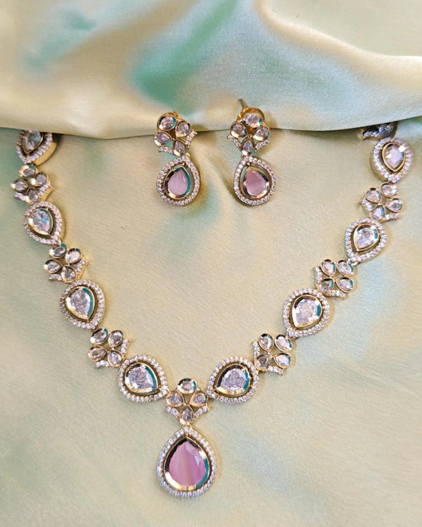 PINK EILA ZIRCONIA JEWELLERY SET