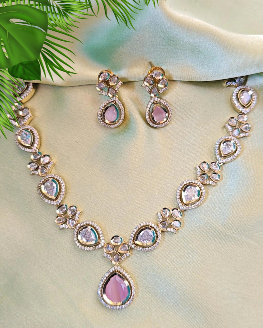 PINK EILA ZIRCONIA JEWELLERY SET