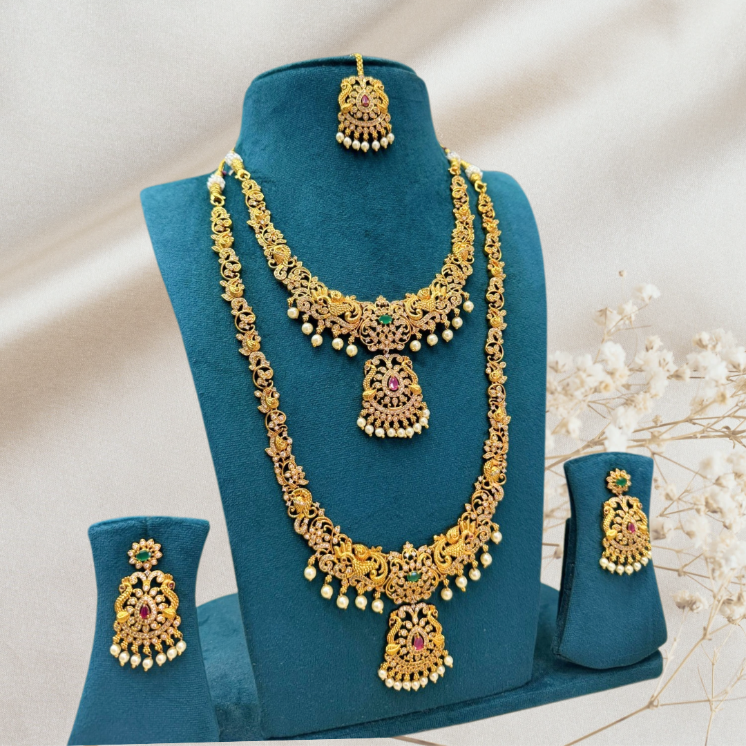 GOLDEN TREEYA TEMPLE JEWELLERY SET COMBO