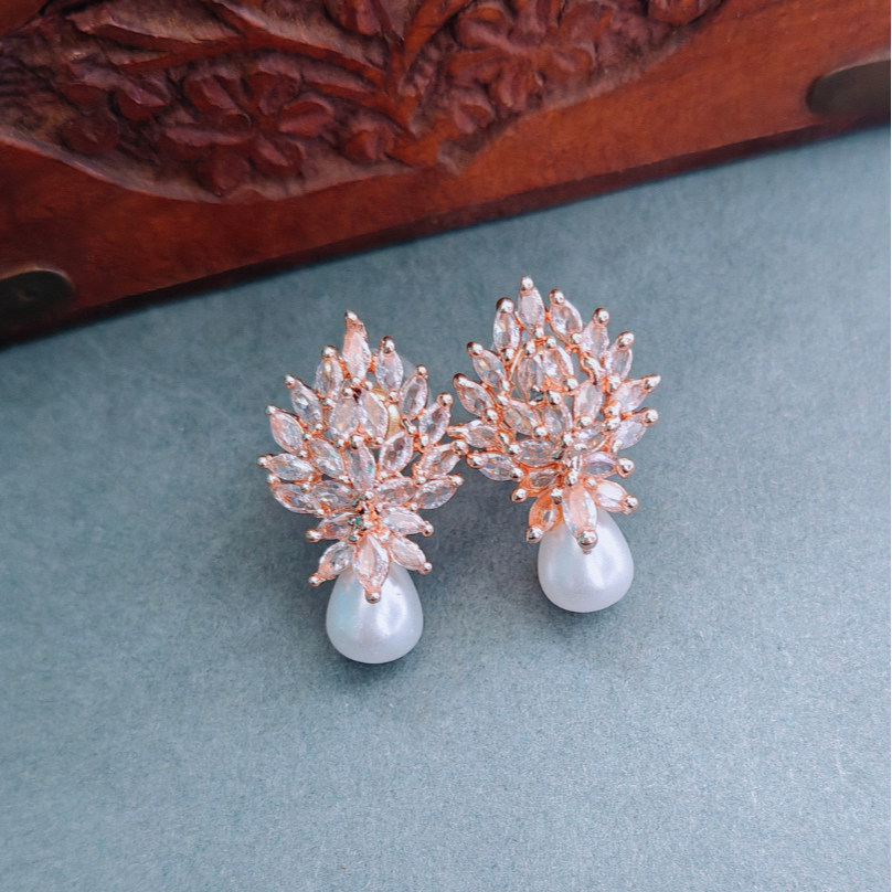 ROSE GOLD CHERYL ZIRCONIA EARRINGS