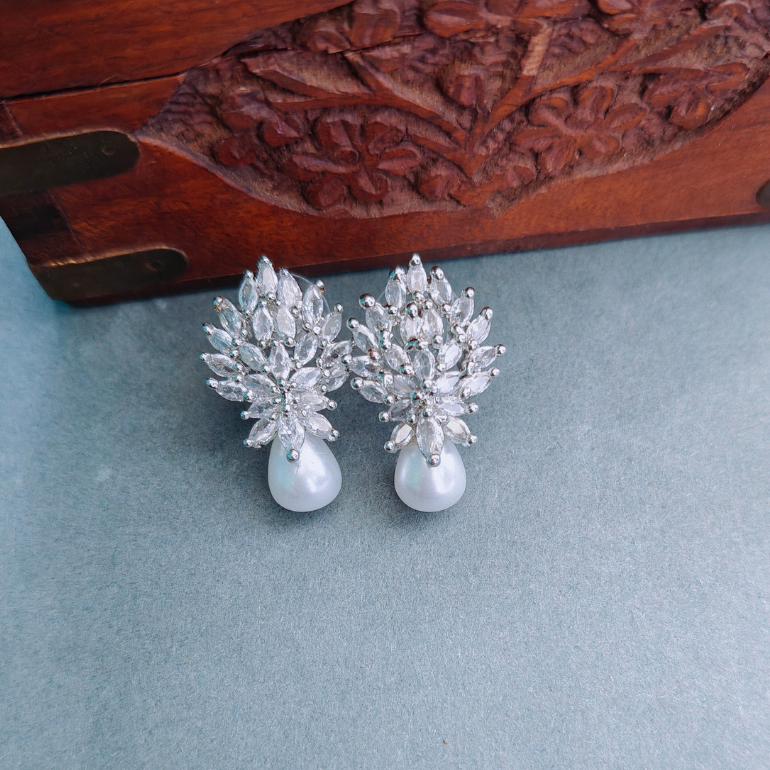 SILVER CHERYL ZIRCONIA EARRINGS