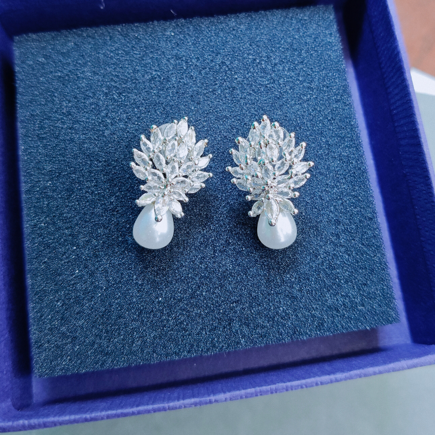 SILVER CHERYL ZIRCONIA EARRINGS