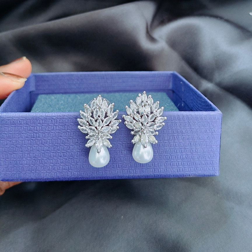 SILVER CHERYL ZIRCONIA EARRINGS