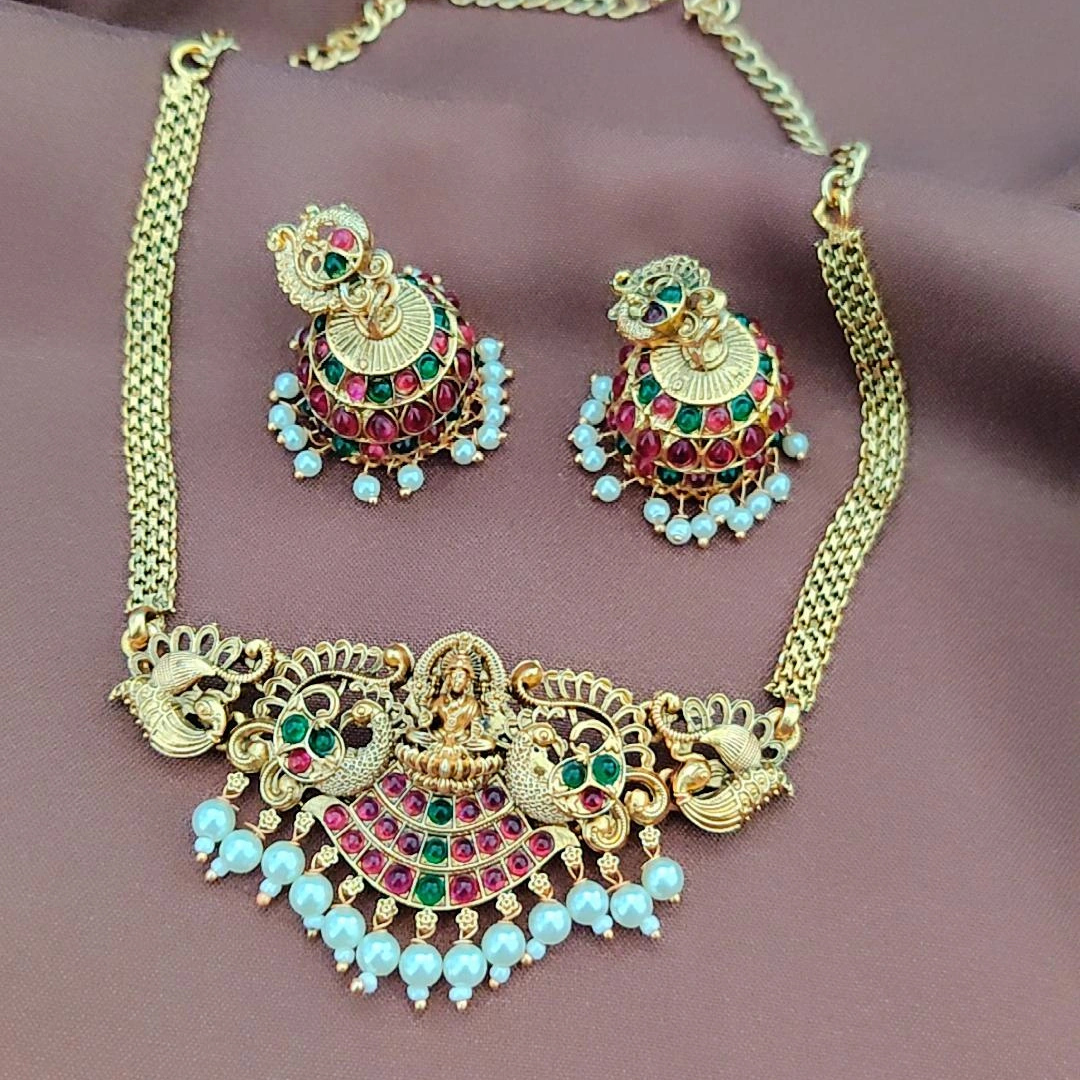 MULTICOLOR RAJI TEMPLE JEWELLERY SET