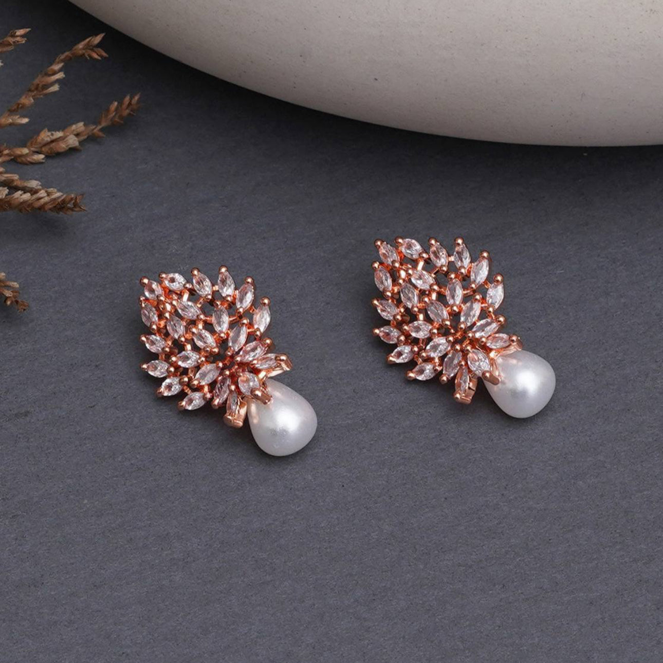 ROSE GOLD CHERYL ZIRCONIA EARRINGS