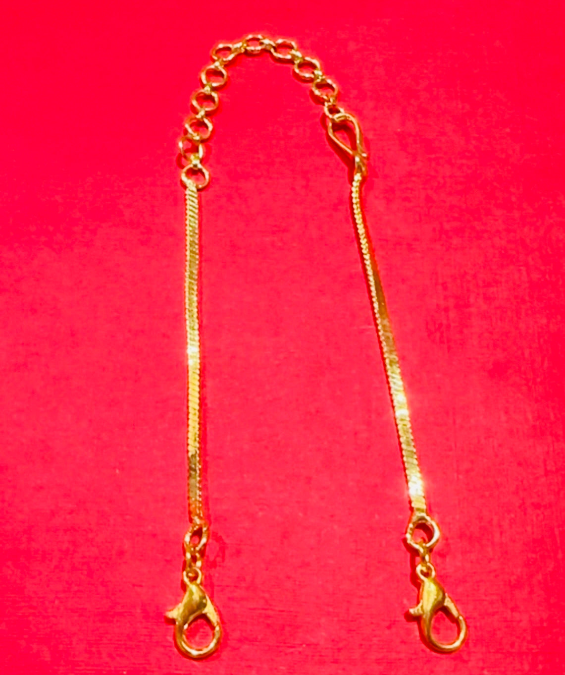 18K GOLD LOOK FLAT TYPE NECKLACE BACK CHAIN - WITH FISH HOOK