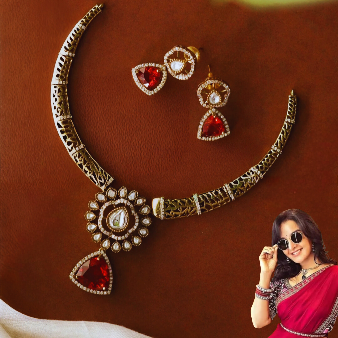 RUBY MANJU WARRIER VICTORIAN JEWELLERY SET