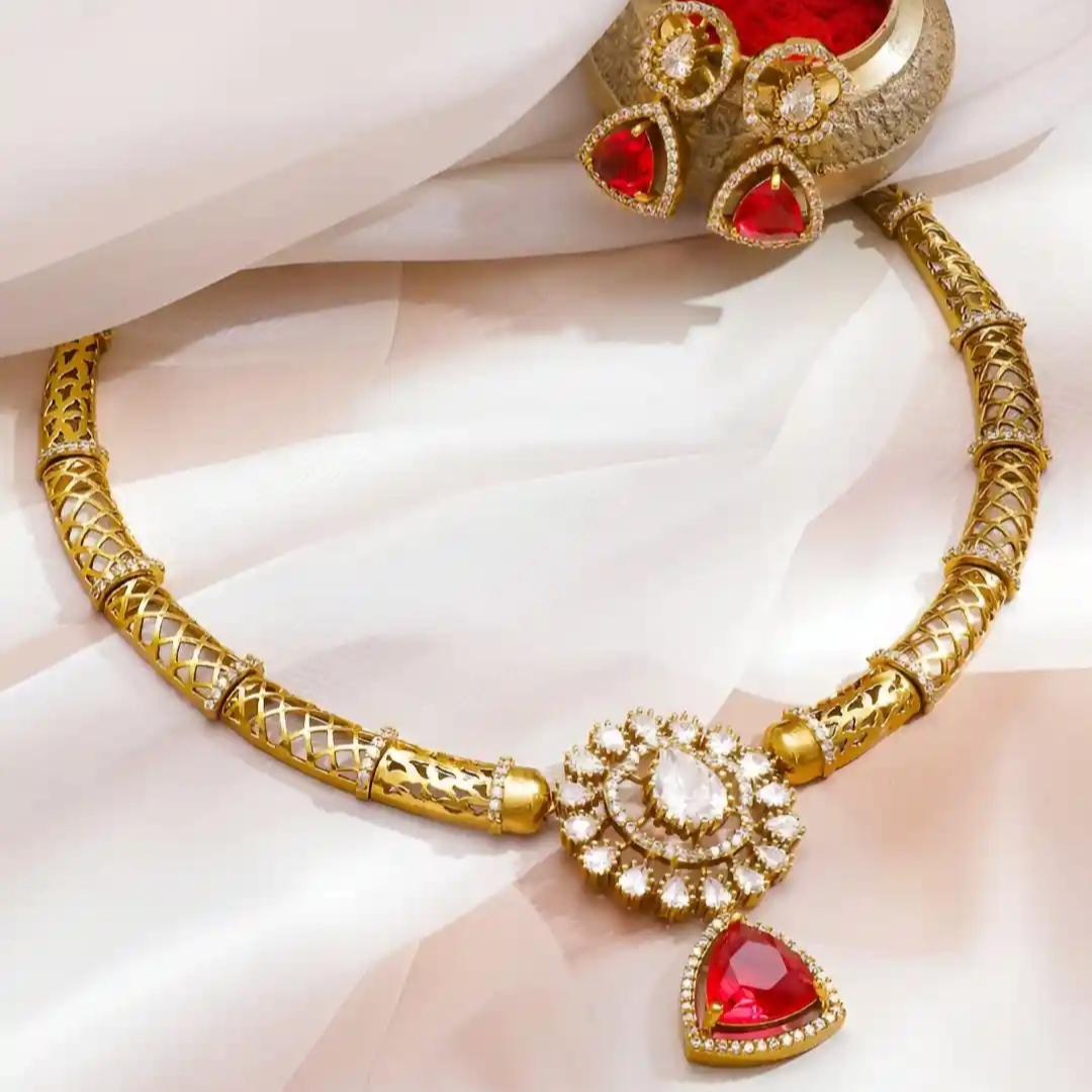 RUBY MANJU WARRIER VICTORIAN JEWELLERY SET