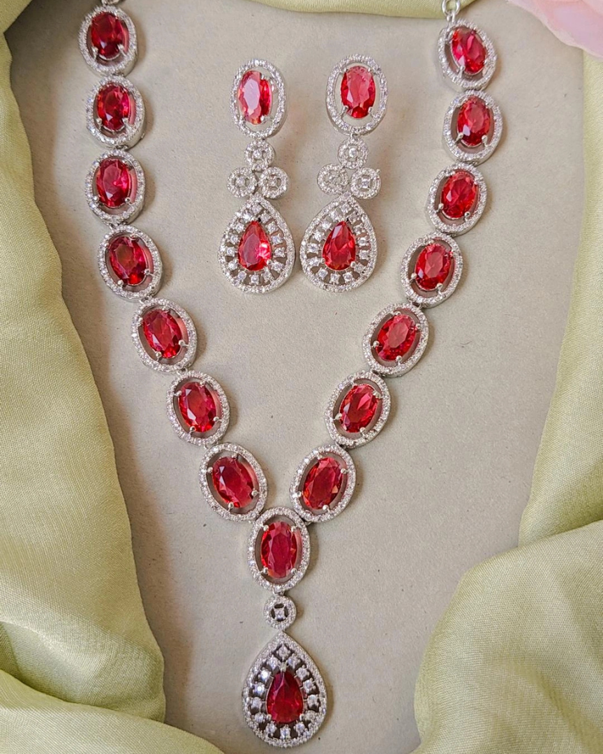 Red Zirconia Jewellery Set Isha Ambani |Twinkklzz|