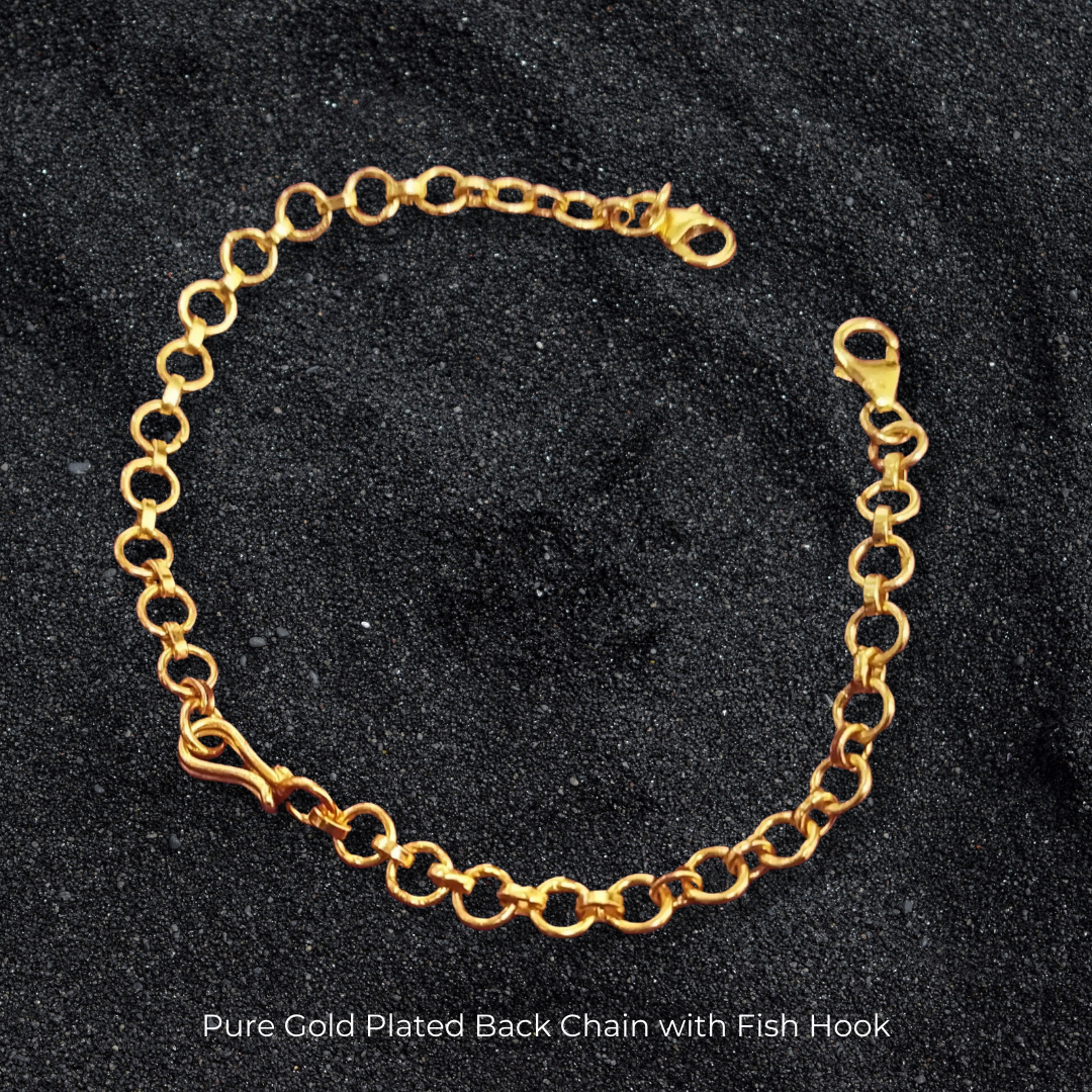18K GOLD POLISH NECKLACE BACK CHAIN - WITH FISH HOOK