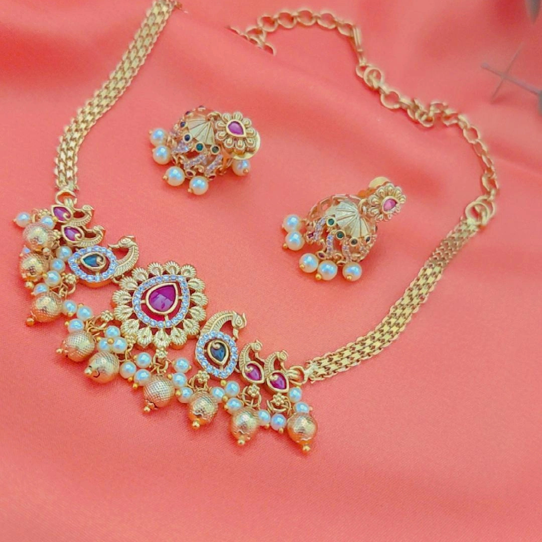 MULTICOLOR NEENA TEMPLE JEWELLERY SET