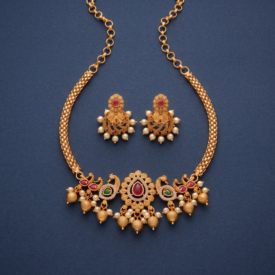 MULTICOLOR NEENA TEMPLE JEWELLERY SET