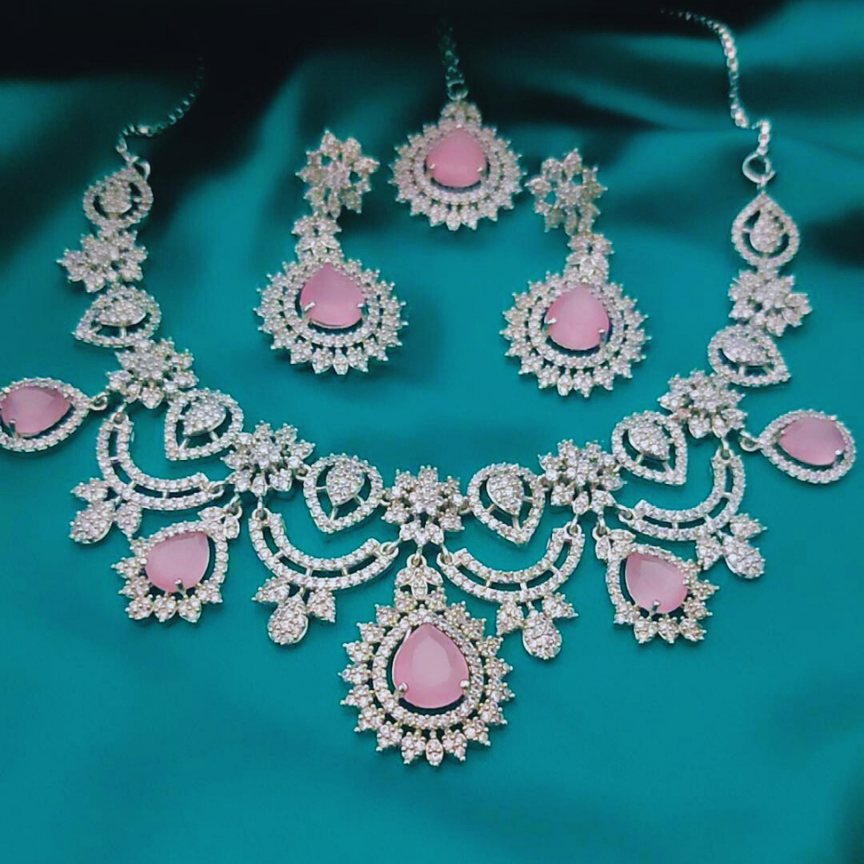 PINK CINDY ZIRCONIA JEWELLERY SET