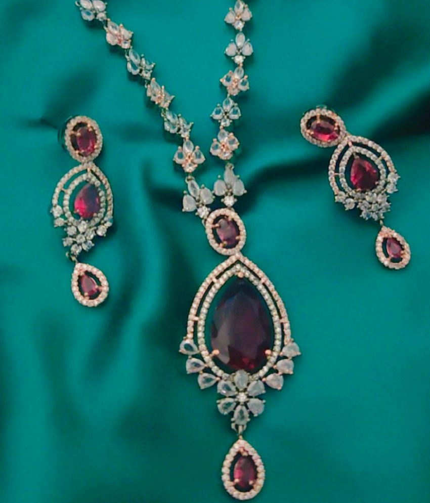 RUBY ARDEN AMERICAN DIAMOND JEWELLERY SET