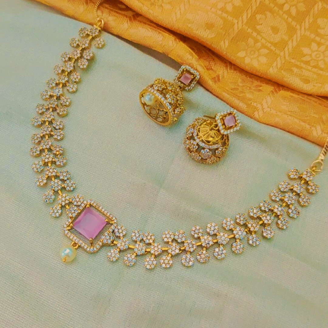 PINK ALAYA ZIRCONIA JEWELLERY SET