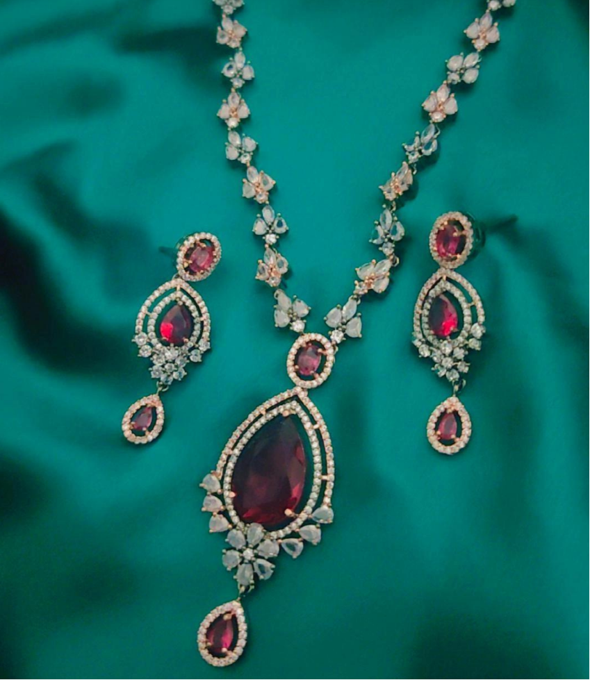 RUBY ARDEN AMERICAN DIAMOND JEWELLERY SET