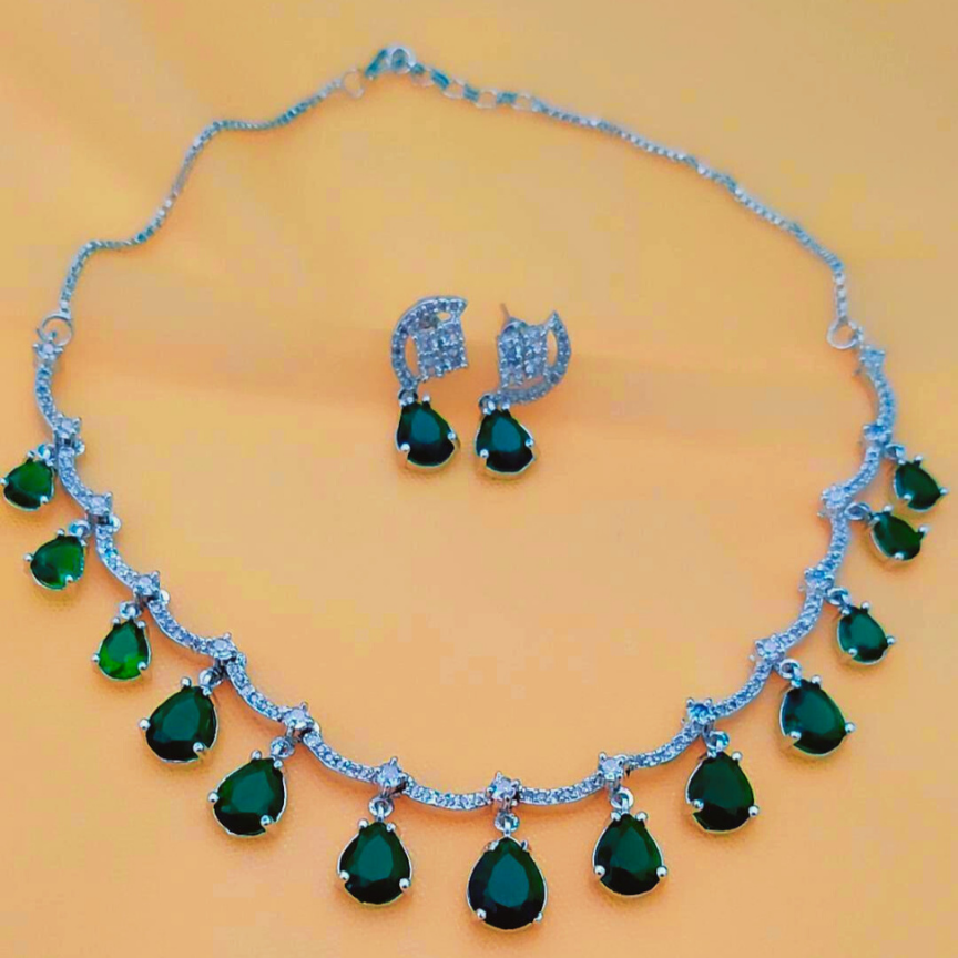 EMERALD AYLA AMERICAN DIAMOND JEWELLERY SET