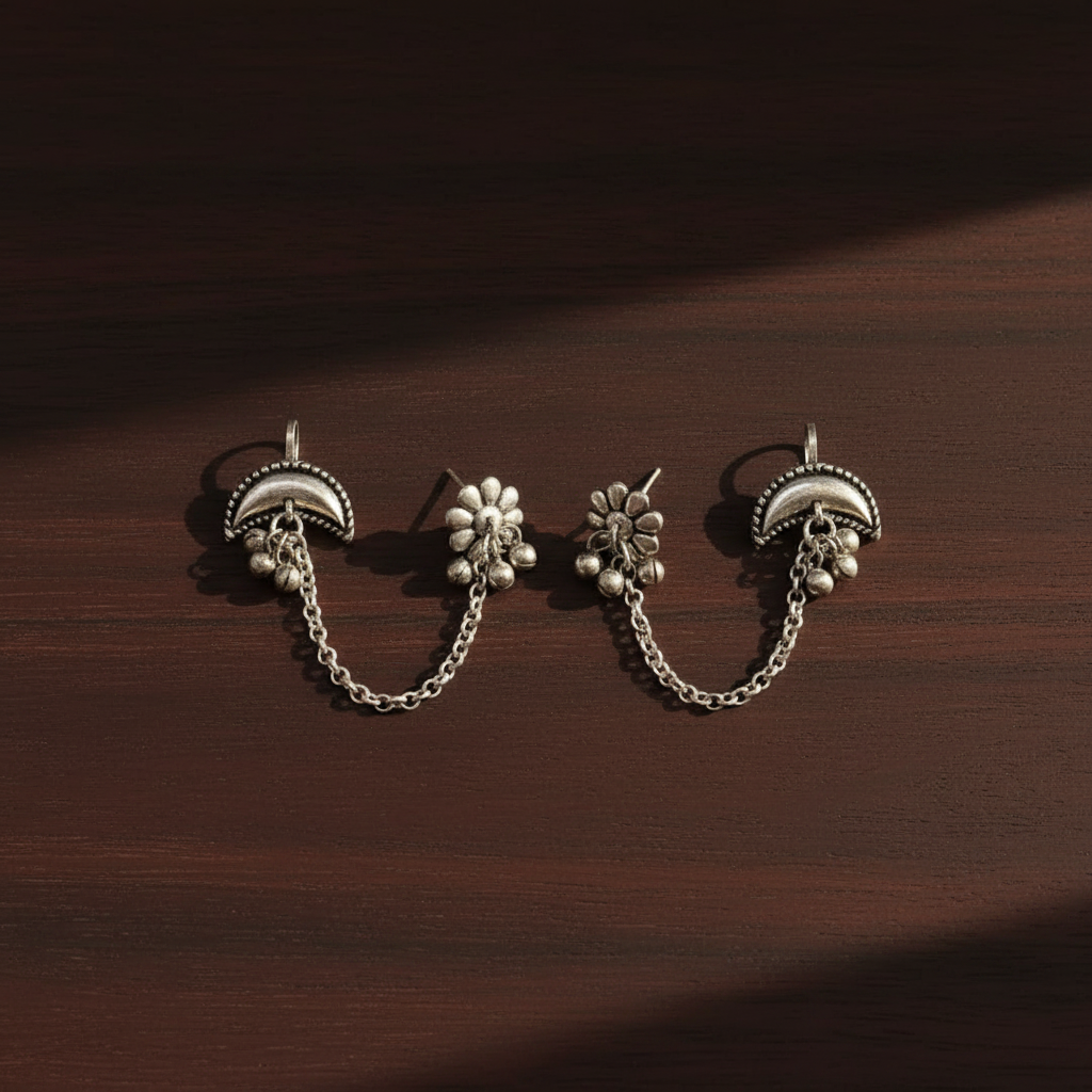 ORIGINAL SILVER CHANDRAMA EARCUFF EARRINGS
