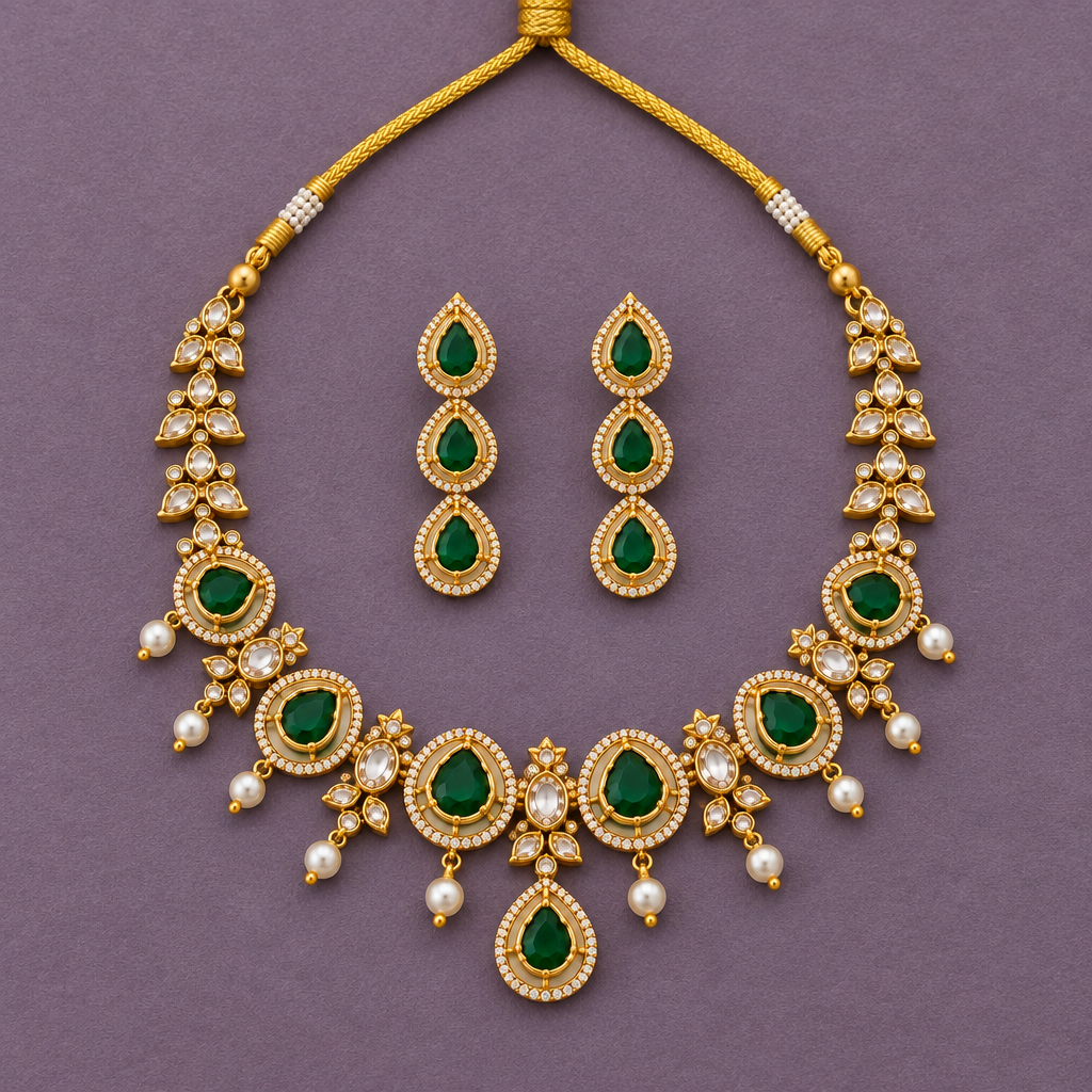 EMERALD IKSHITA ZIRCONIA JEWELLERY SET