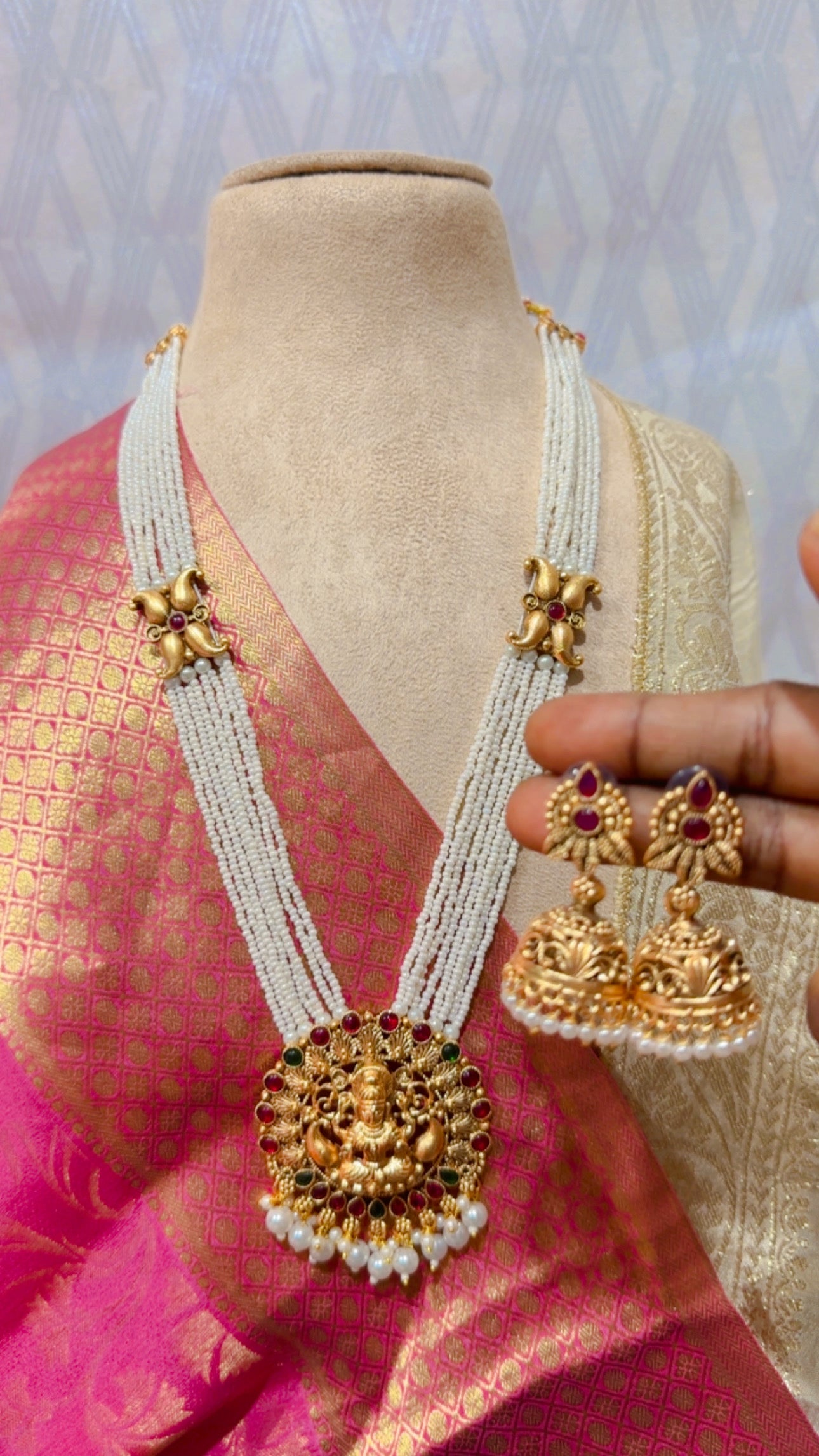 PREMIUM EMI PEARL LONG JEWELLERY SET