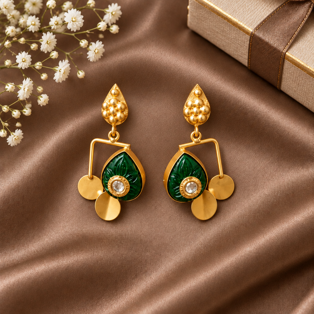 EMERALD DROP DANGLER EARRINGS