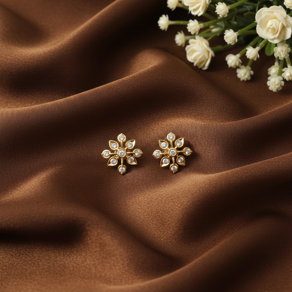 DIAMOND SANGRIA NINE STONE STUD EARRINGS