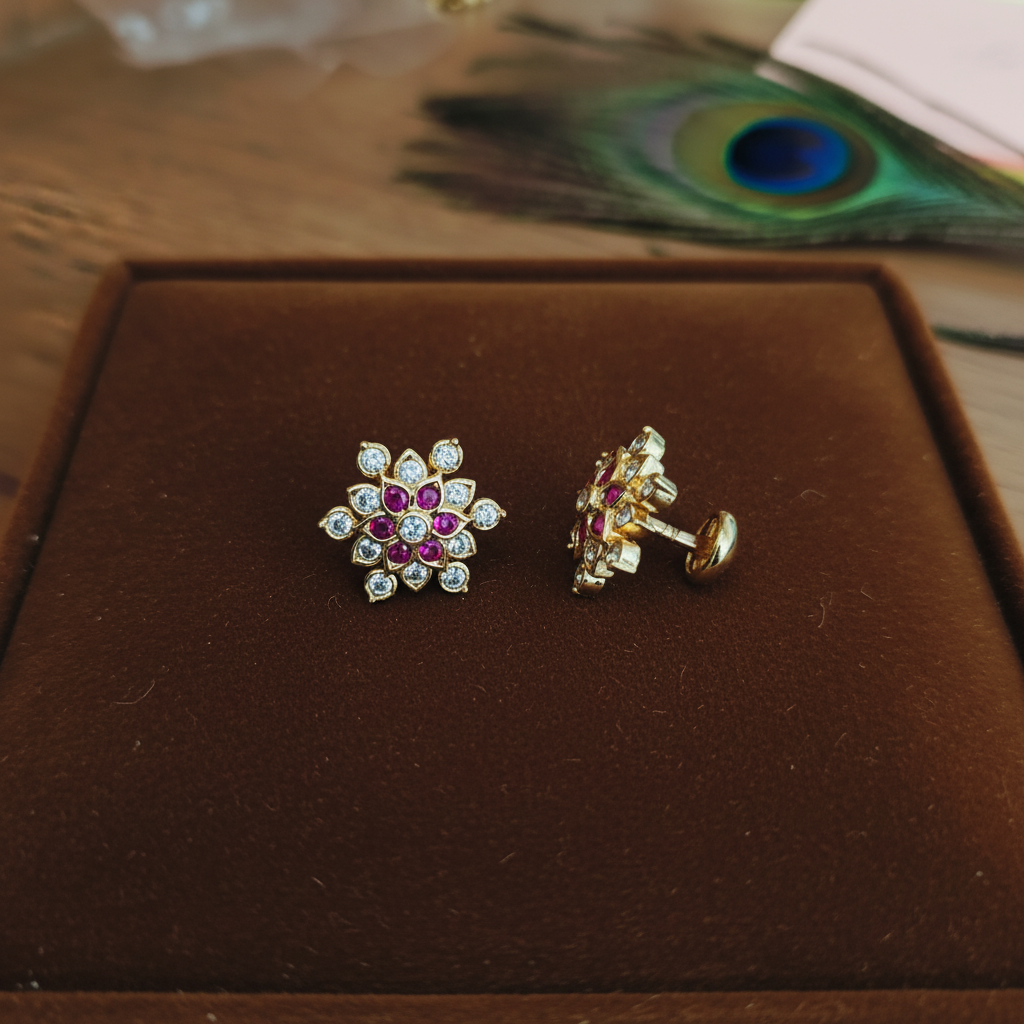 RUBY DIAMOND INDUJA STUD EARRINGS