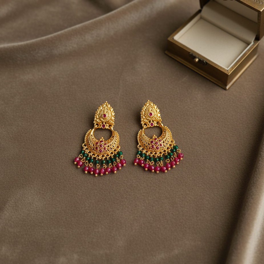 MULTICOLOR MOHANA PANCHALOHA CHANDBALI EARRINGS