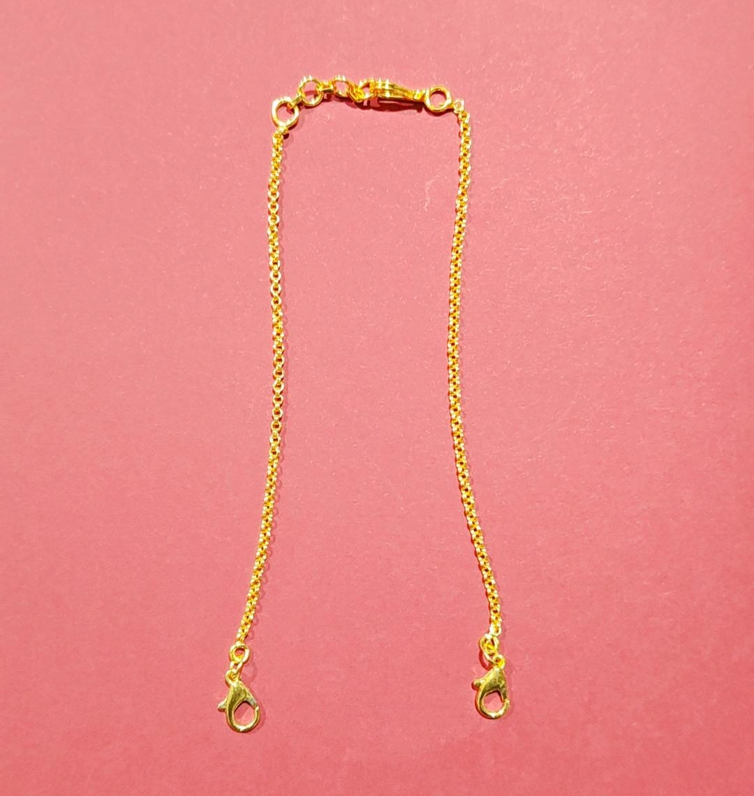 18K GOLD POLISH BOX TYPE NECKLACE BACK CHAIN - WITH FISH HOOK