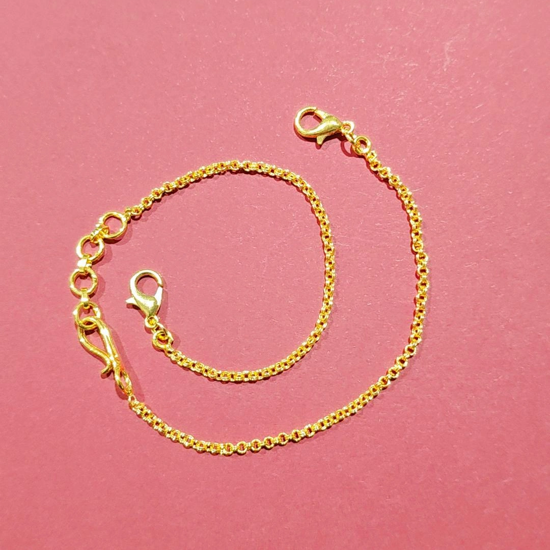 18K GOLD POLISH BOX TYPE NECKLACE BACK CHAIN - WITH FISH HOOK