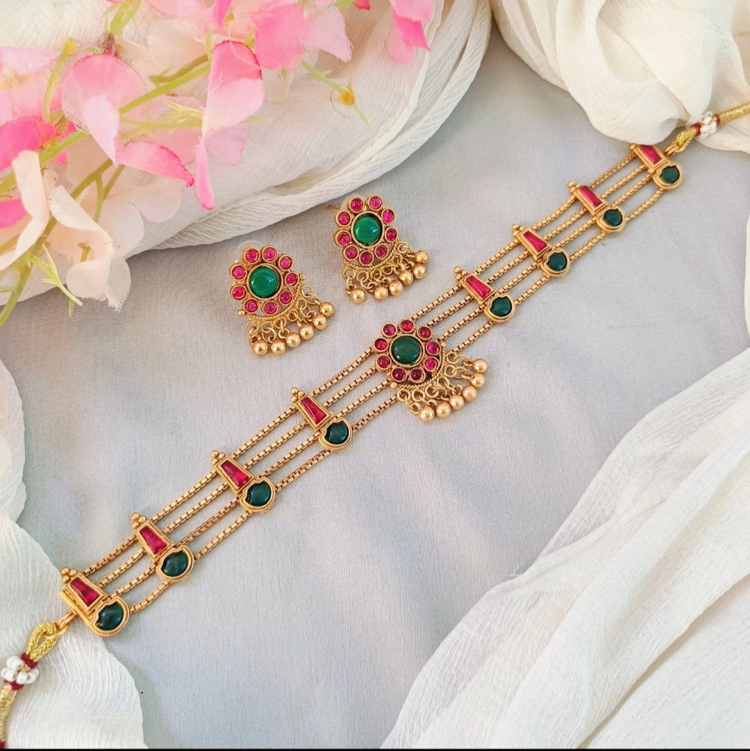 MULTICOLOR PALAKA JEWELLERY SET
