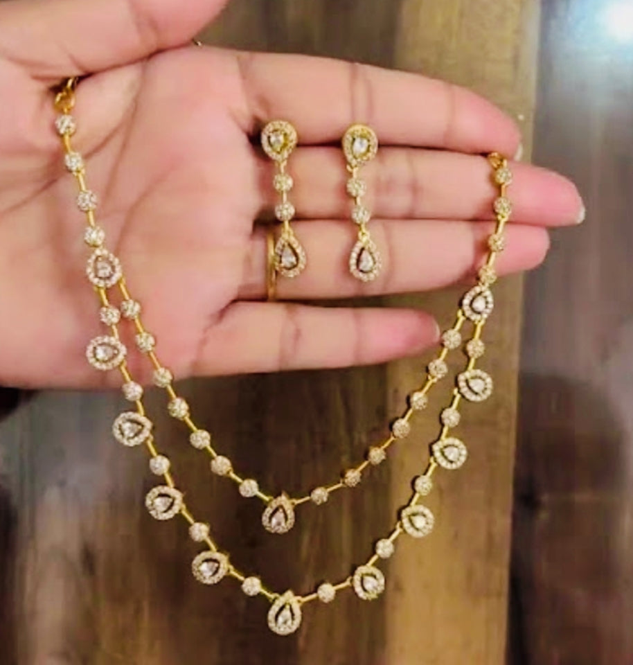 GOLDEN HRIDA ZIRCONIA JEWELLERY SET