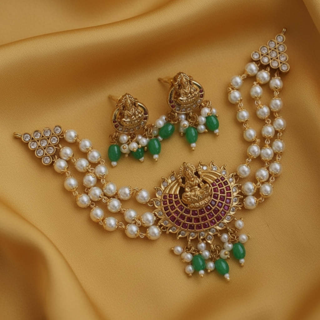 FRESH WATER LAXMI PEARL JEWELLERY SET