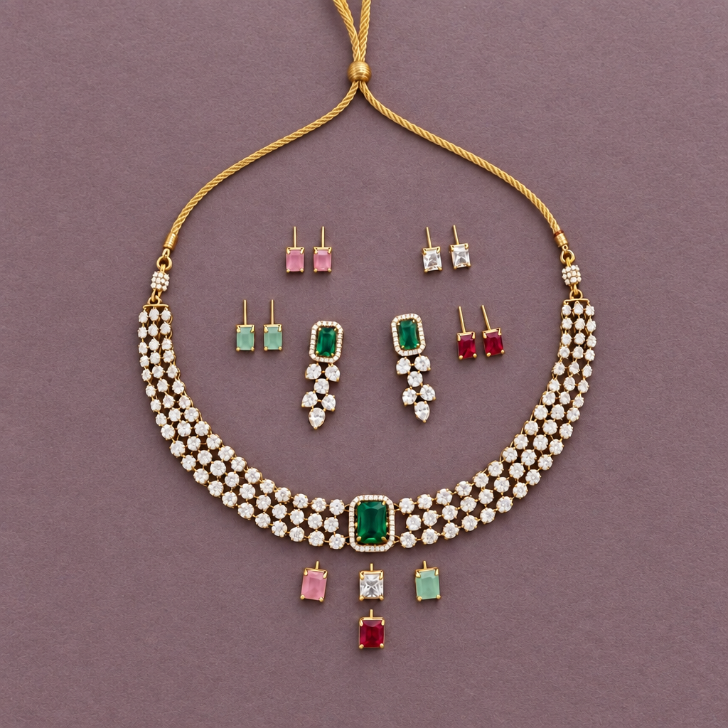 MALEENA COLOR CHANGEABLE ZIRCONIA JEWELLERY SET