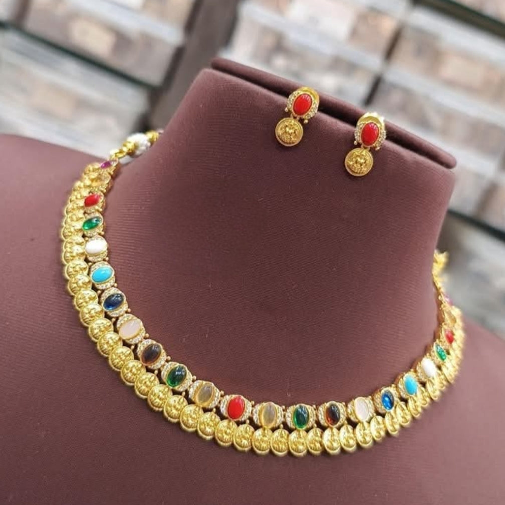 NAVRATHAN FULKI TEMPLE JEWELLERY SET