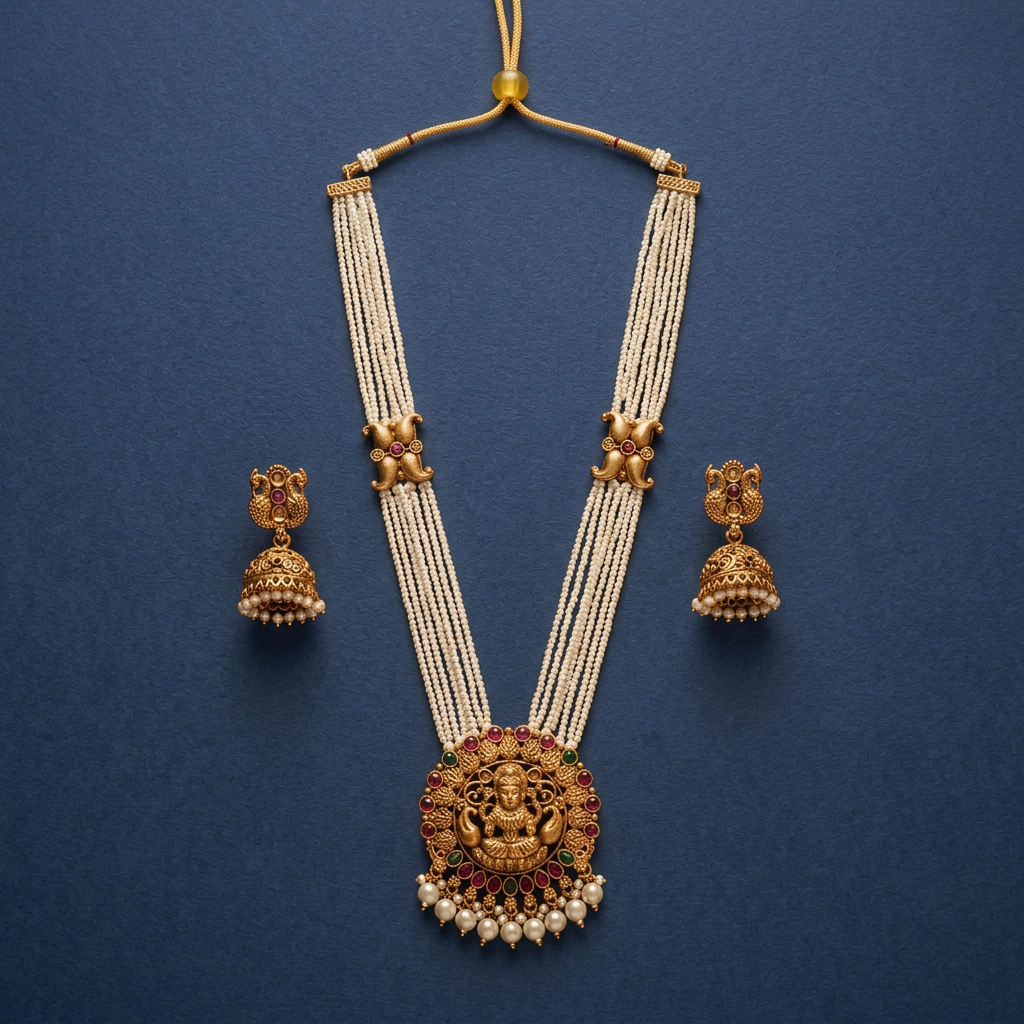 PREMIUM EMI PEARL LONG JEWELLERY SET