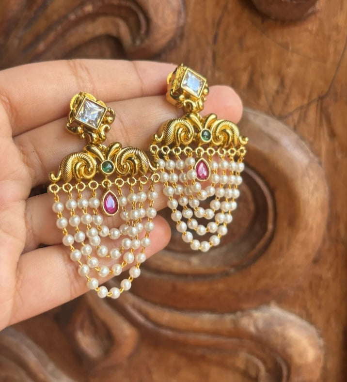 MULTICOLOR RUBY HIYARA PEARL EARRINGS