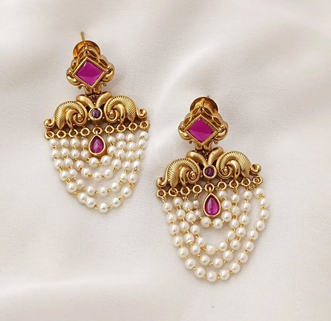 ORIGINAL RUBY HIYARA PEARL EARRINGS
