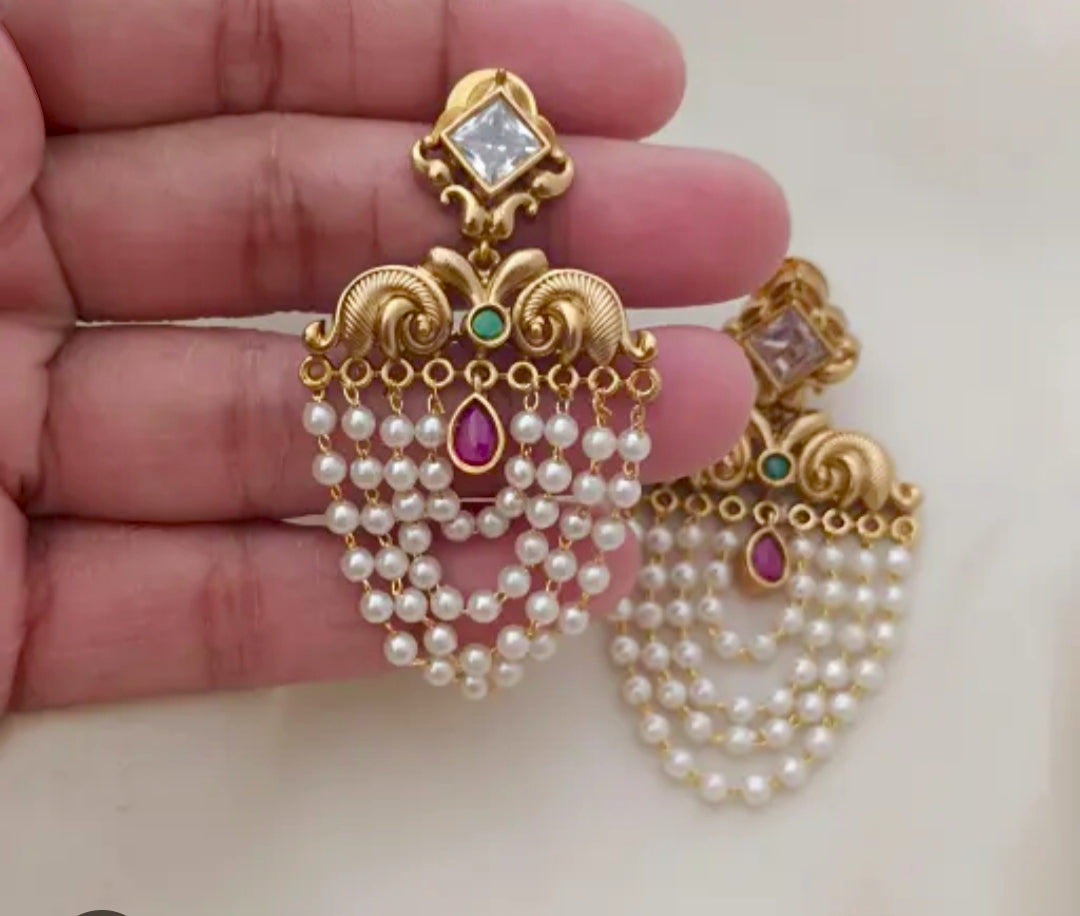MULTICOLOR RUBY HIYARA PEARL EARRINGS