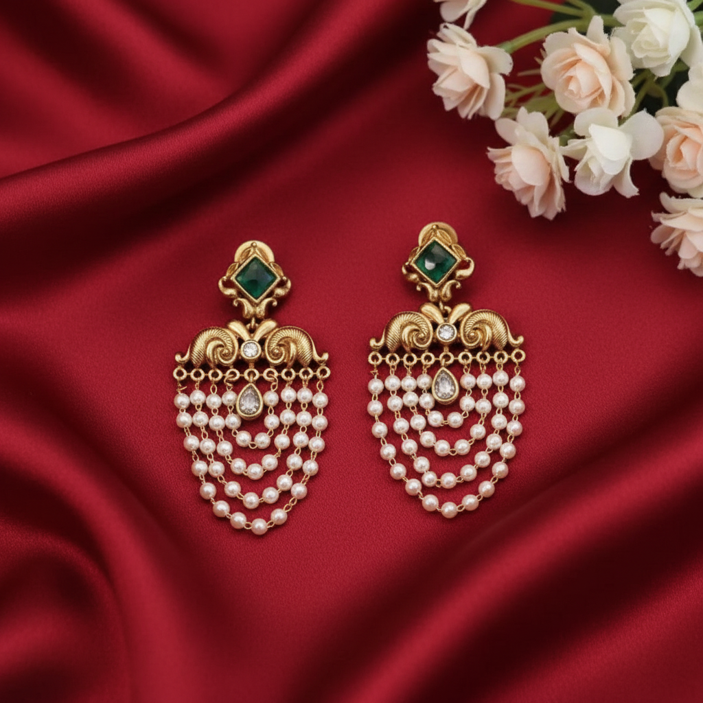 EMERALD HIYARA PEARL EARRINGS