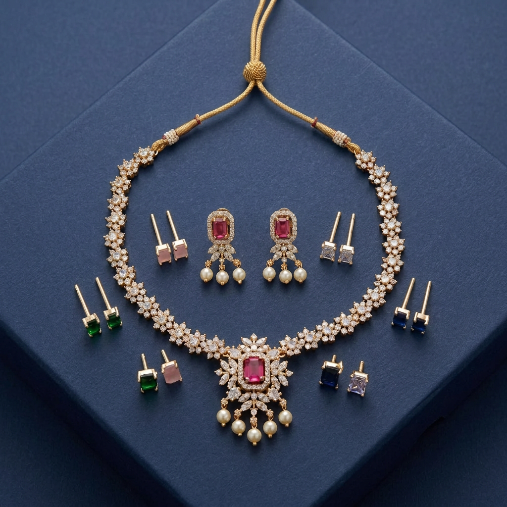 ARRYA COLOR CHANGEABLE ZIRCONIA JEWELLERY SET