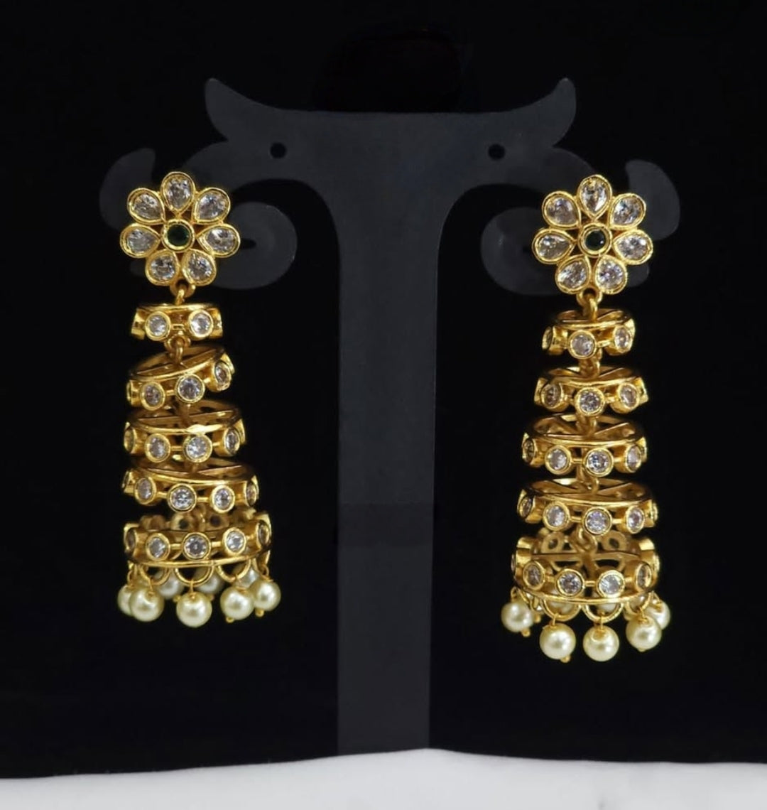 EMERALD ARORA ZIRCONIA JHUMKI EARRING