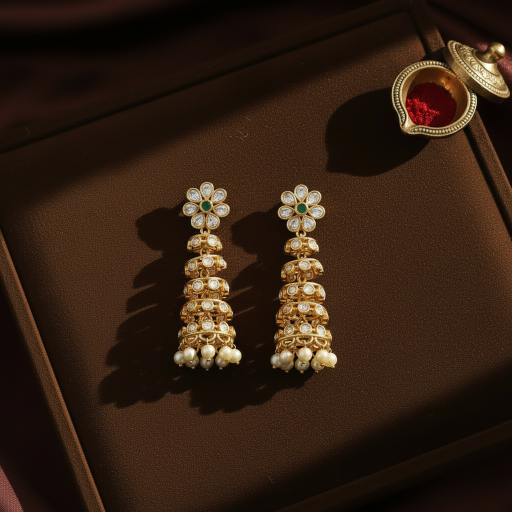 DIAMOND DANCING JHUMKI EARRINGS