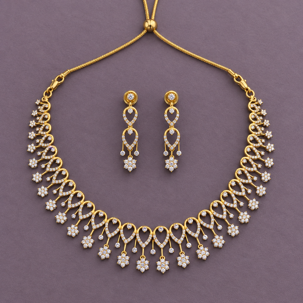 GOLDEN NIRZA ZIRCONIA JEWELLERY SET