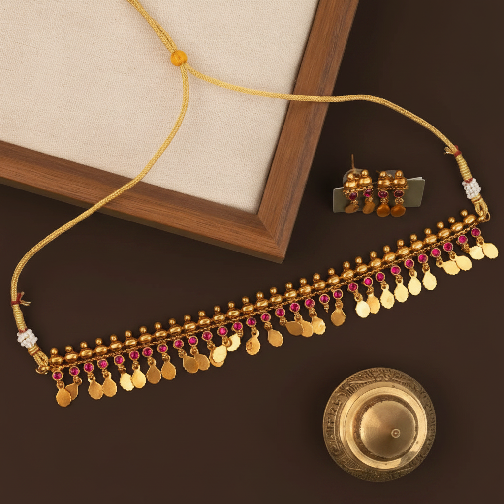 GOLDEN MENAKA ELAKKATHALI JEWELLERY SET