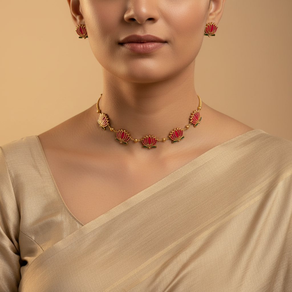 RUBY LOTUS JEWELLERY SET